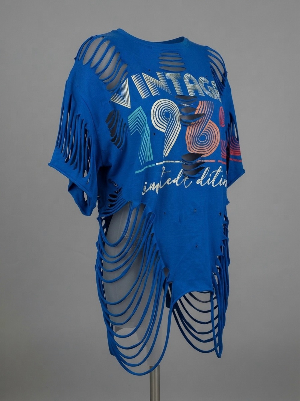 Blue Vintage Distressed Graphic Tee